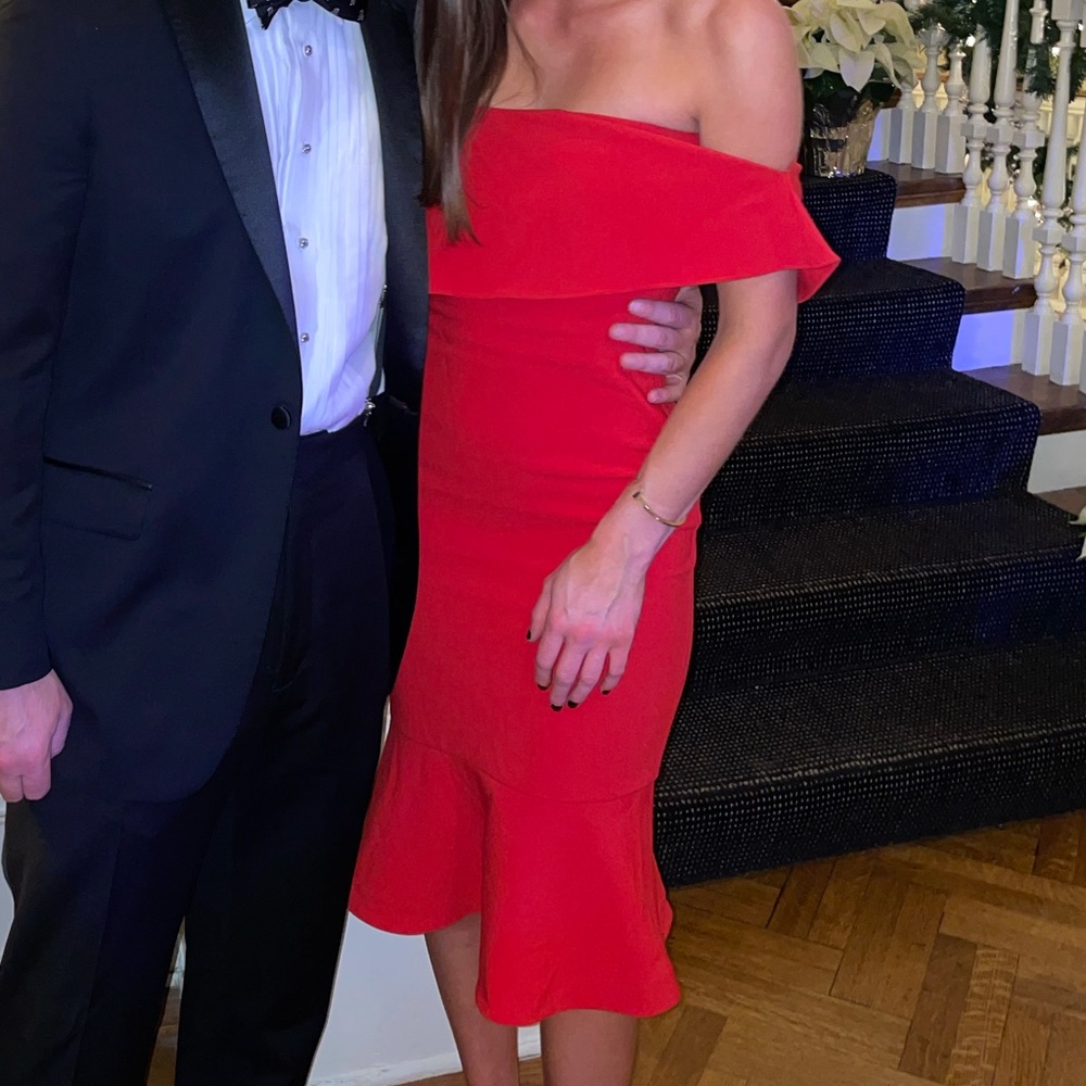 Revolve Likely Conrad Strapless Red Midi Dress 2
